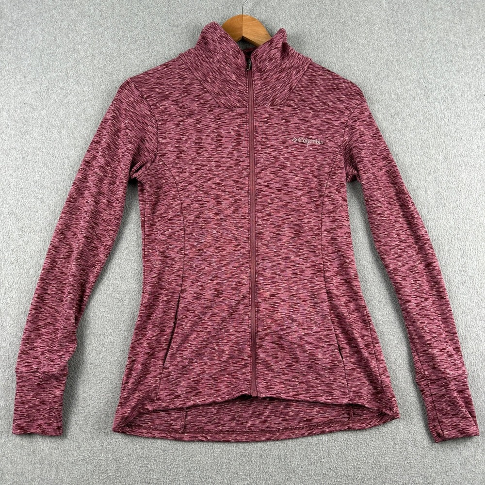 Columbia Jacket Womens Small Pink Glacial IV Full Zip Fleece Mock Neck Space Dye
